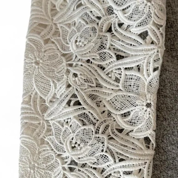 Nordstrom Halogen Lace Detailed Crewneck Sweater Size Medium Gray White - Picture 6 of 8